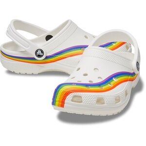 CROCS White with Rainbow Water Shoes Women’s 9 or men’s 7